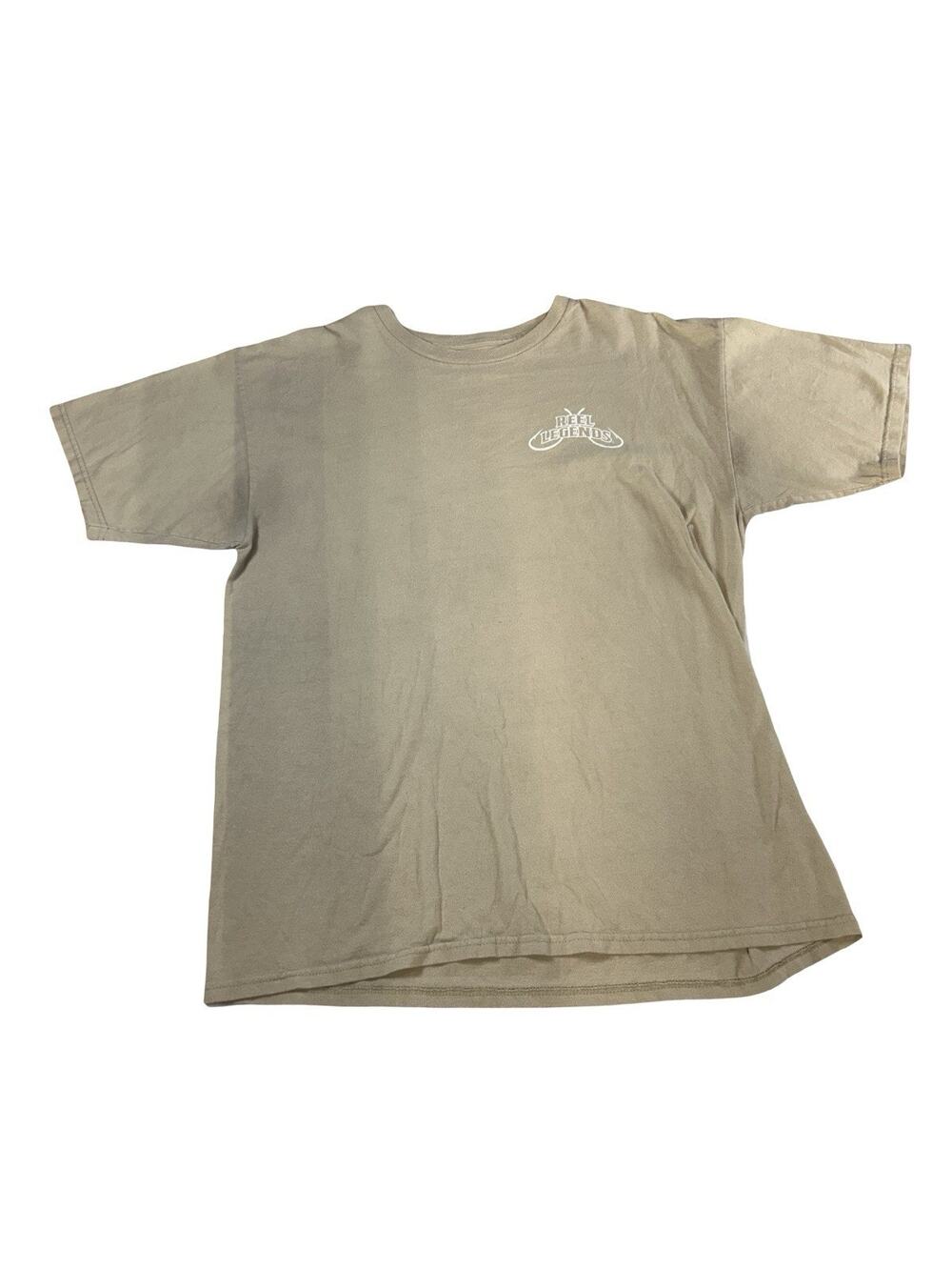 Reel Legends Snook Fishing T Shirt Tan Graphic Back Short Sleeve Men’s Large